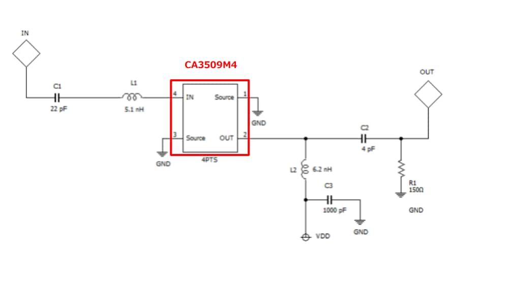 Application Circuit Diagram - CEL CA3509M4 L-to-S Band Low Noise Amplifier ICs Application Circuit Diagram - CEL CA3509M4 L-to-S Band Low Noise Amplifier ICs